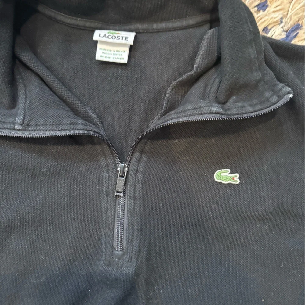 Lacoste Men's black Waffle-Knit Quarter-Zip Sweater 4XL/9